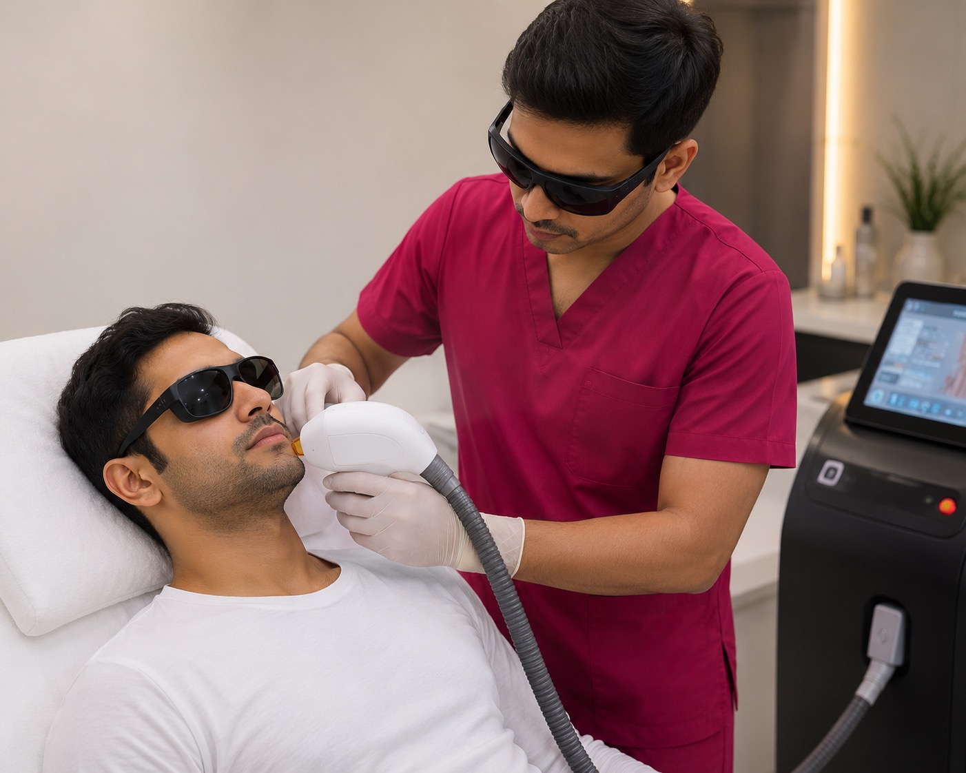 Men's laser hair reduction facial treatment in Delhi